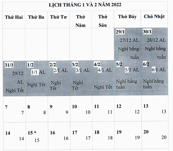 nghỉ tết 2022